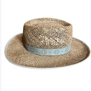 Columbia straw sun hat with compass ribbon trim Unisex Size Small / Medium